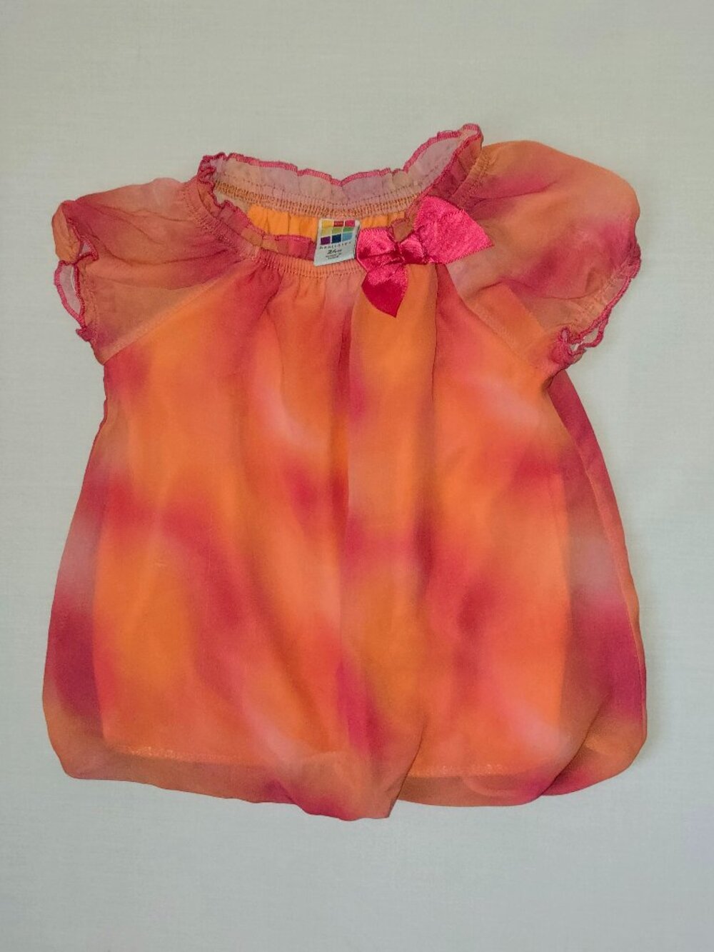 NWOT Healthtex Girls Orange Pink Sheer Bubble Top 24M Spring Summer